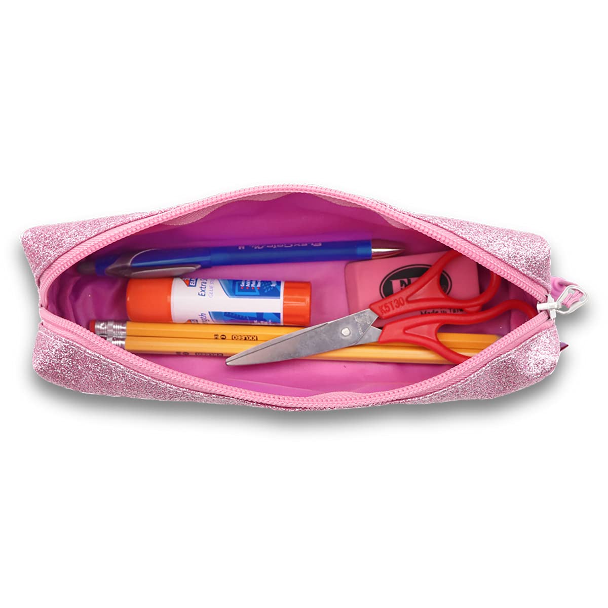 Bixbee Kids Pencil Case, Pencil Box for Girls & Boys with Easy Open Zipper & Storage for Pens, Pencils, Art & School Supplies, Water Resistant Pencil Pouch for Kids and Students - Sparkalicious Pink