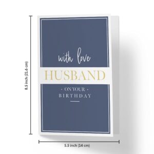 Sweet Birthday Card for Husband, Large 5.5 x 8.5 Romantic Birthday Card for Him, Husband Birthday Card, Happy Birthday Card for Husband from Wife, Karto with Love Husband