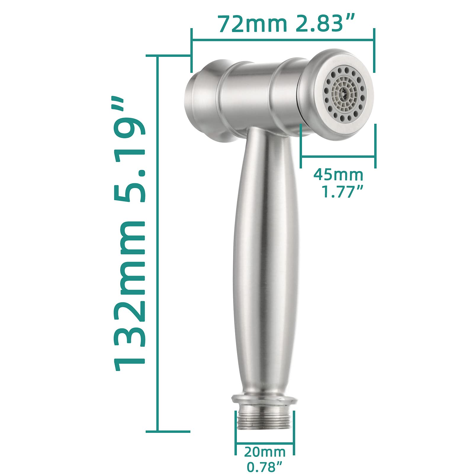 Tecmolog Stainless Steel Handheld Bidet Sprayer 2 Functions Cloth Diaper Sprayer for Toilet, Brushed Nickel, WS035