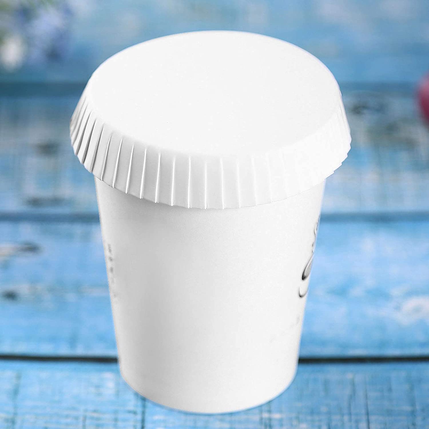 KISSHAKE 100 PCS Disposable Paper Cup Cover Hot Cup Lid Recycled Drinking Lid Coffee Cup Cover for Cafe Hotel KTV Bars, Paper Covers for Glassware, 3.35 Inches Diameter White Paper Cup Lids