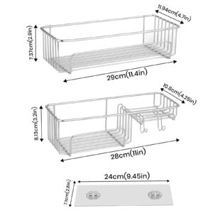 COSYLAND 2-Pack SUS304 Stainless Stee1 Adhesive Shower Caddy Hanging Basket Shelf, Rustproof Bathroom Shower Racks Bathroom Organizer in Shower (Chrome)