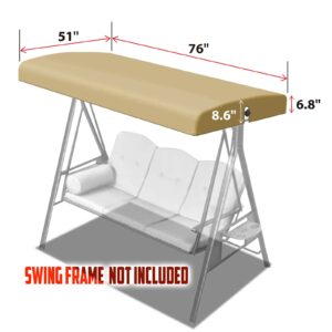 BenefitUSA Canopy Only Patio Outdoor 76"x51" Seat Furniture Swing Canopy Porch Top Replacement Cover with Bungee Cords (Beige)