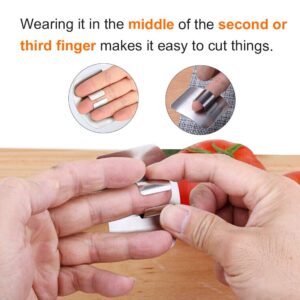 SLXDEX 2 Pcs Finger Guard for Cutting aid, Kitchen Tool, Stainless Steel Knife Protector, Adjustable Hand Protect Fingers, Avoid Hurting, Slicing and Chopping, Silver