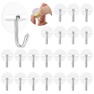 24 pieces white adhesive hooks hanging wall hooks round plastic hooks ceiling utility hooks seamless self sticky hook stainless hooks hangers waterproof oil proof for kitchen office (ideal style)