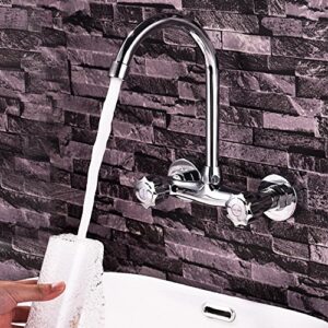 Mixer Tap Double Hole Lead-free Kitchen Sink Faucet Bathroom Waterfall Double Lever Bath Filler Mixer Chrome Tub Tap Ceramics Valve Nozzle