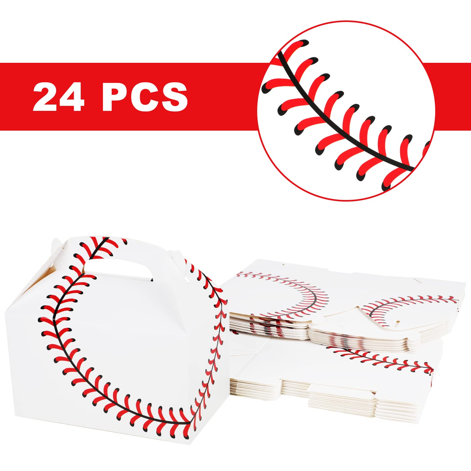 Baseball Party Favor Treat Boxes 24 PCS Baseball Sports Theme Party Gift Box Candy Snack Goodie Bags Cardboard Boxes for Kids Adults Baby Shower Birthday Party Decoration Baseball Party Supplies