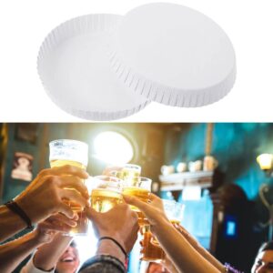 KISSHAKE 100 PCS Disposable Paper Cup Cover Hot Cup Lid Recycled Drinking Lid Coffee Cup Cover for Cafe Hotel KTV Bars, Paper Covers for Glassware, 3.35 Inches Diameter White Paper Cup Lids