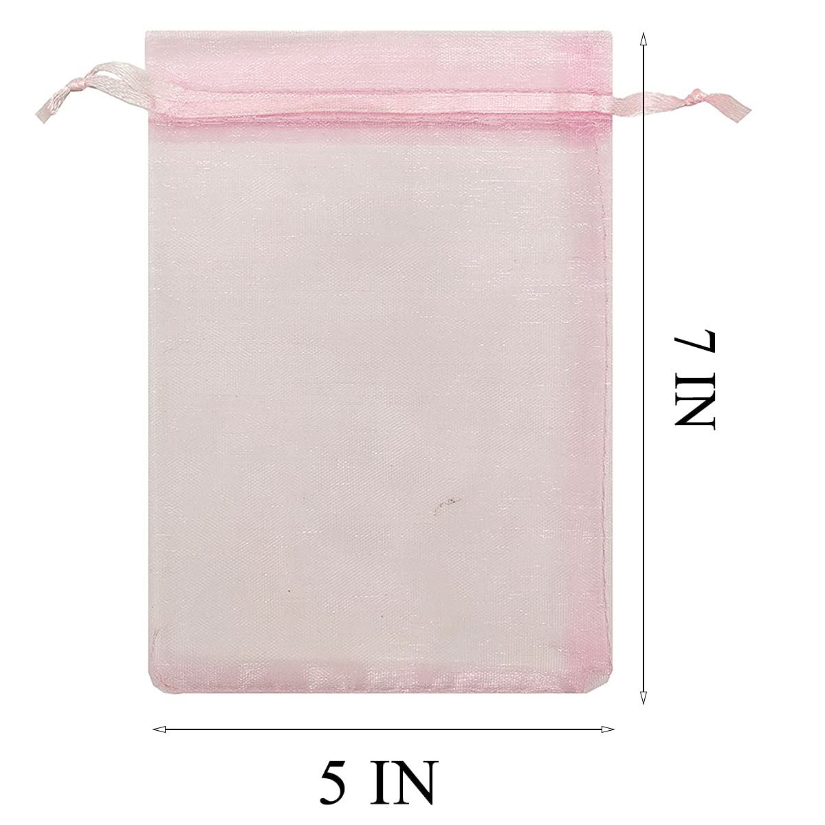 Gmnosuw 50 Count Organza Drawstring Gift Bags for Jewelry,Candy,Soap,5x7 Inches Sheer Fabric Mesh Pink Ribbon Twist Tie Decorated Netted Sachet for Baby Shower,Christmas,Birthday,Party Favors,Wedding