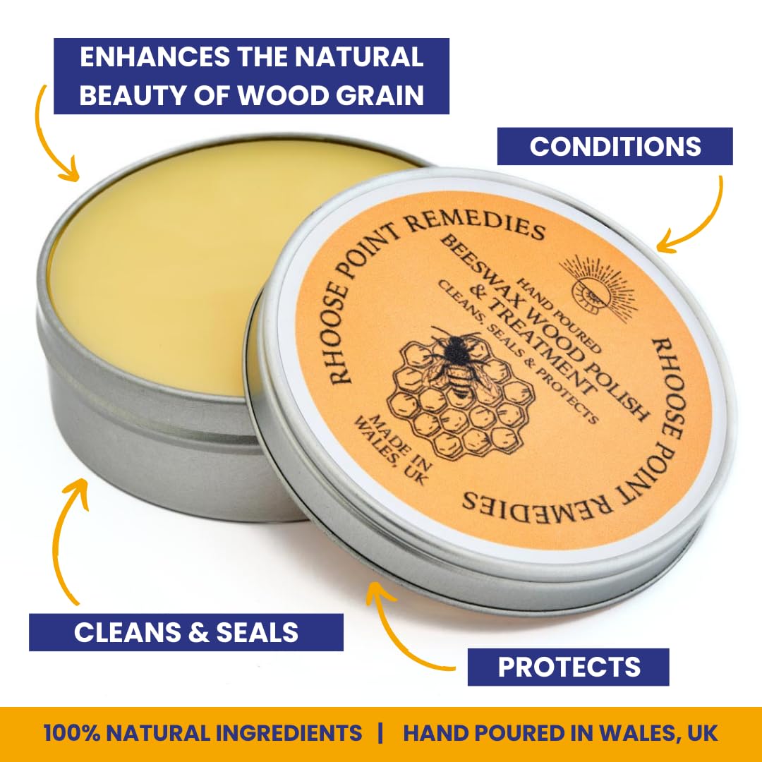 Beeswax Furniture Polish & Conditioner for Wood Enhances the Natural Beauty of Oak Pine Beech & More Seals & Protects for a Perfect Finish Bees Wax Polish (Natural, 3.4 Fl Oz)