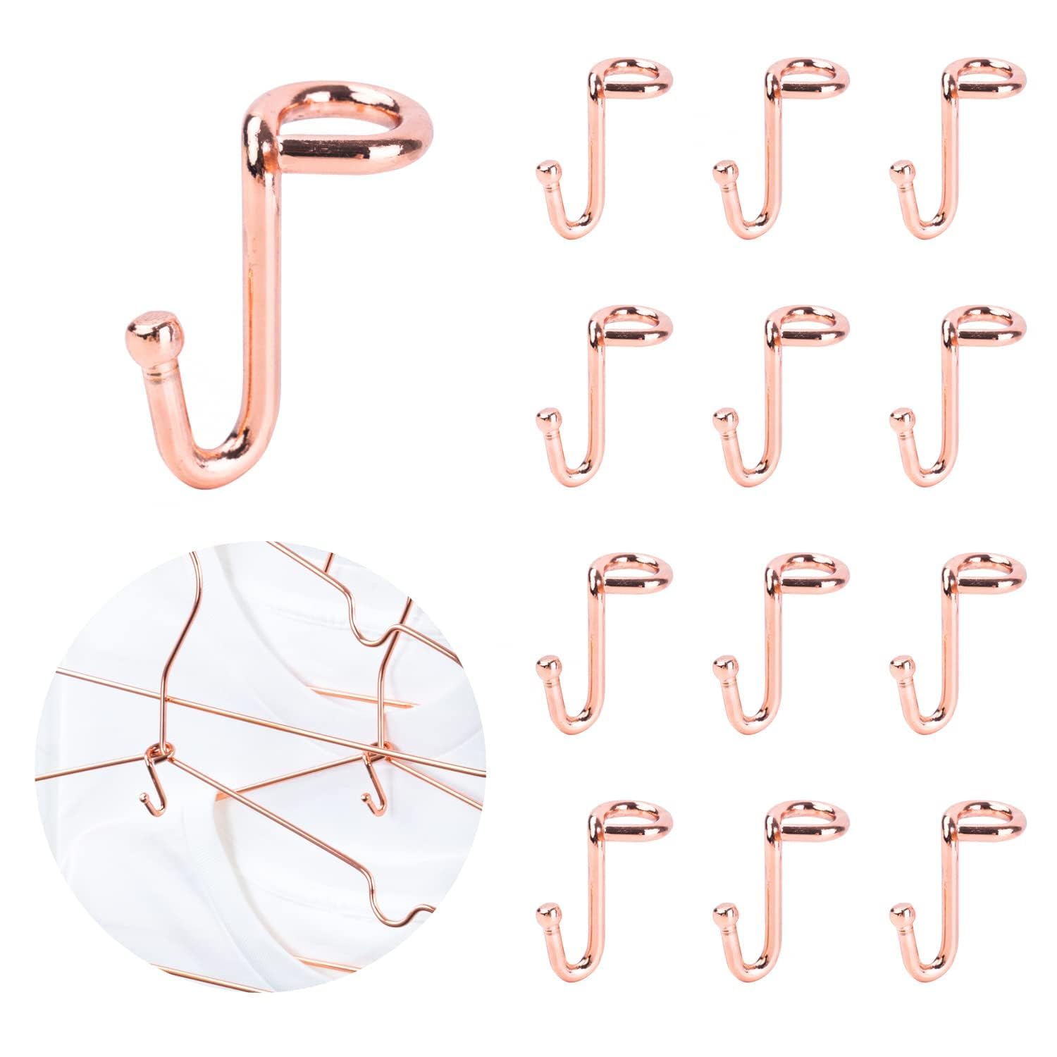 Koobay Clothes Hanger 36Pcs Connector Hooks Stable Hanger Rose Gold Metal Outfit Hangers Extender Clips Mini Cascading Hanger Hooks