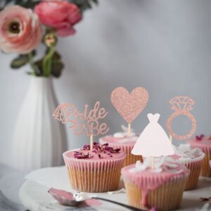 24 PCS Bride to Be Cupcake Toppers with Heart Ring Dress Bridal Shower Cupcake Picks Wedding Engagement Bachelorette Party Cake Decorations Supplies