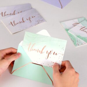 Heavy Duty Watercolor Assorted Thank You Cards with Envelopes - 36 PK - Rose Gold Thank You Notes 4x6 Inches Baby Shower Thank You Cards Wedding Thank You Cards Small Business Funeral Bridal Shower