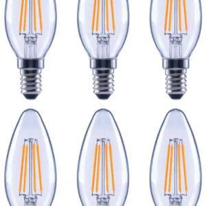 EcoSmart 60-Watt Equivalent B11 Dimmable Energy Star Clear Glass Filament LED Vintage Edison Light Bulb Bright White (6-Pack)