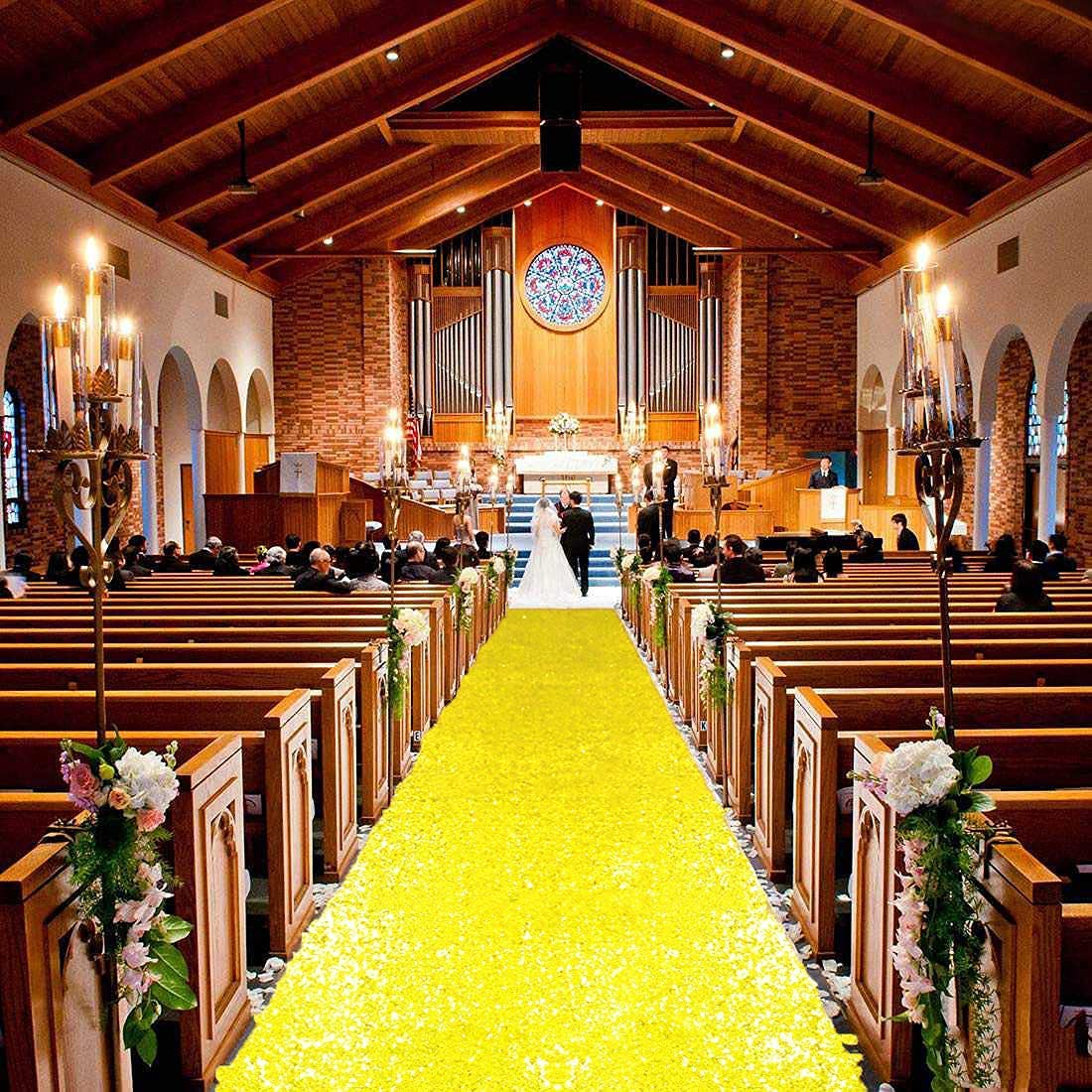 AMZLOKAE Aisle Runners for Weddings Sequin Aisle Runner Glitter Aisle Runner Rustic Outdoor Rug Runner Aisle Runner for Ceremony Sparkle Carpet Runner Bride Runner (4FTx15FT, Yellow)