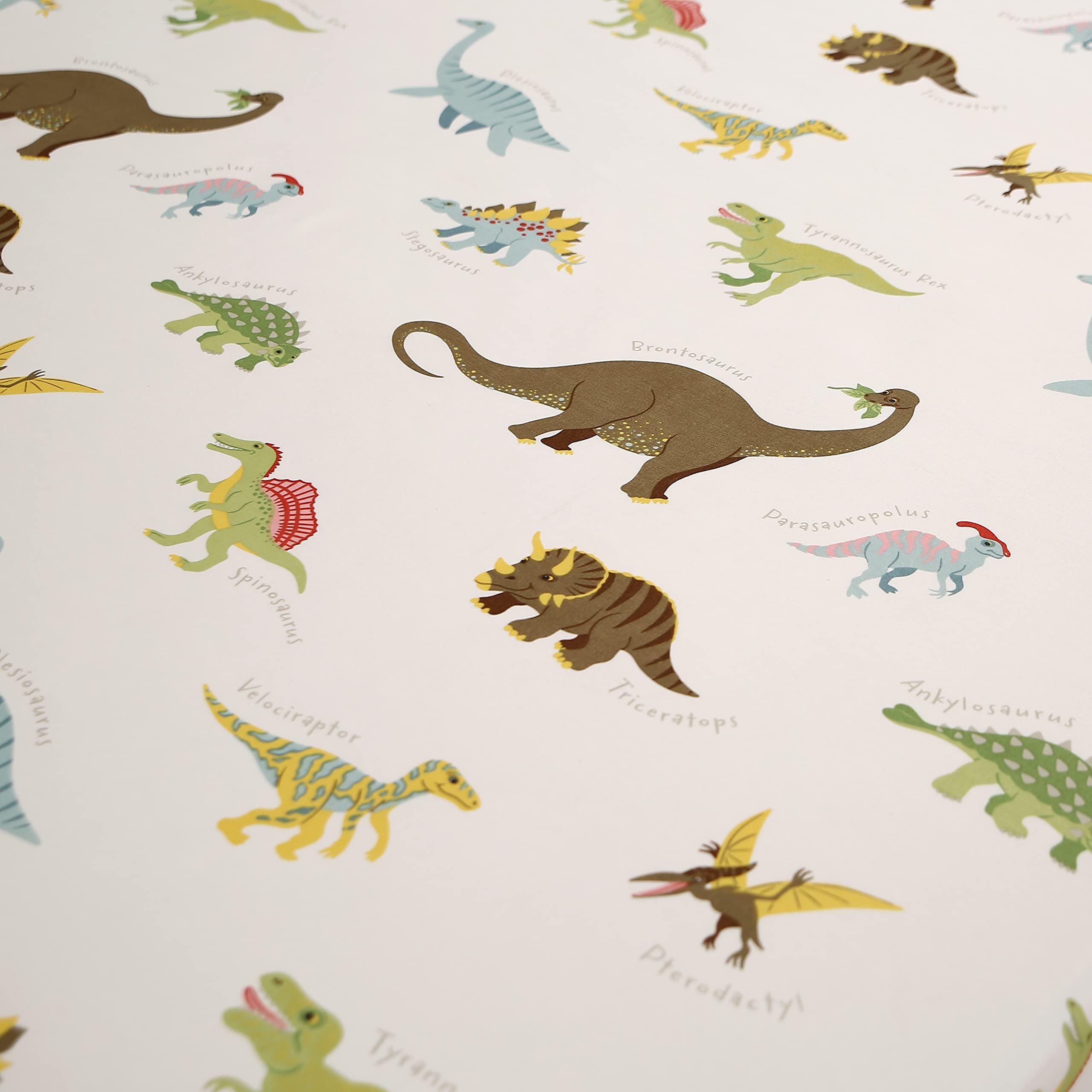 MAG Dinosaur Themed Full Size Bed Sheet Set, 3Pcs, Soft Microfiber, Colorful Dinosaurs, for Kids, Teens and Dinosaur Lovers, Includes Fitted Sheet (75”*54”*15”) and 2 Standard Pillowcases (20”*30”)