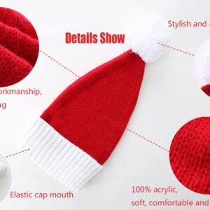 Christmas Hat for Kids, Santa Hat Winter Hat for Baby Slouchy Beanie Windproof Warm Knit Christmas Decoration Cap Red