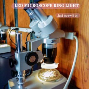 Microscope 144 Led Ring Light Adjustable Illuminator,Microscope Light Source for Lab Stereo Microscope,with Industry Power Adapter for Eg-sm Eyepiece Eyeshields Or Eye-Guards (Black)