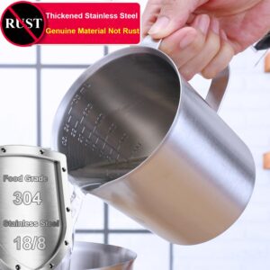 Heyiarbeit Measuring Cup with Handle 24 Ounce 304 Stainless Steel Graduated Beaker 700ml Measuring Beaker for Lab Kitchen Restaurants Bars 1Pcs