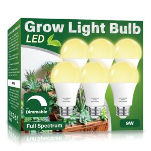 wiyifada 6 pack full spectrum grow light bulbs,a19 grow lights for indoor plants,dimmable e26 9w grow bulb replace up to 100w,plant lights for indoor growing,flowers,indoor greenhouse,indore