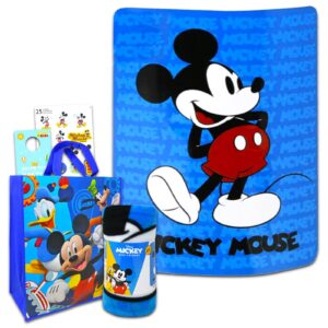 disney mickey mouse fleece throw blanket and tote bundle - mickey mouse blanket, tote, mickey stickers, and more | kids 45x60 throw set