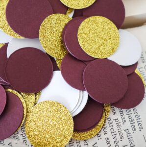 wsha 300 pcs gold confetti, burgundy glitter wedding table decoration, for bridal baby shower birthday valentines day decor