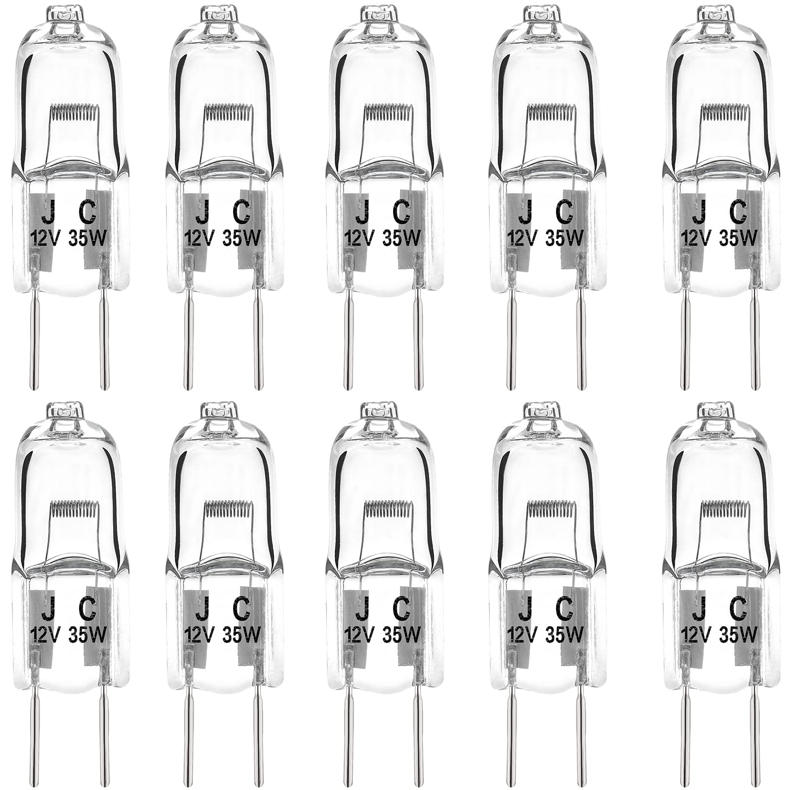 GY6.35 Halogen Light Bulbs 35W 12V 2Pin Bulb T4 Type Dimmable 2700K Warm White(Pack of 10)