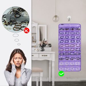 ANZORG 80 Pockets Hanging Jewelry Organizer for Holding Jewelries Dual-Sided Accessory Display Holder for Earrings Bracelets Rings (80 Pockets-Purple)