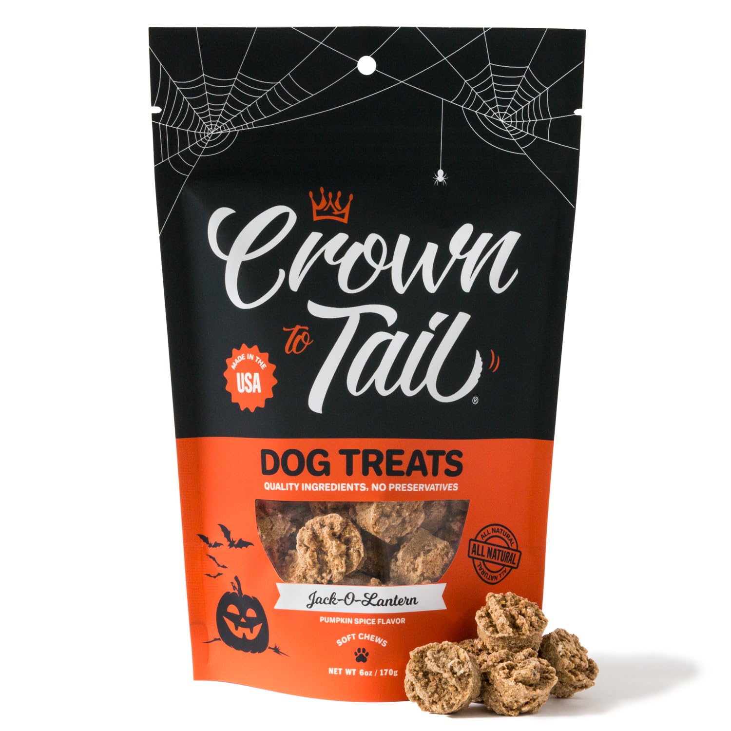 Crown to Tail Halloween Jack-O-Lantern Soft Chew Dog Treats, 6oz.