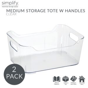 Simplify 2 Pack Medium, Super Clear Storage Tote Bin