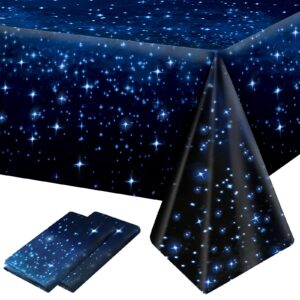 2 pack space tablecloth, plastic galaxy table cloth all printed starry sky, waterproof oil proof galaxy party tablecloth star tablecloth (54'' x 108'')