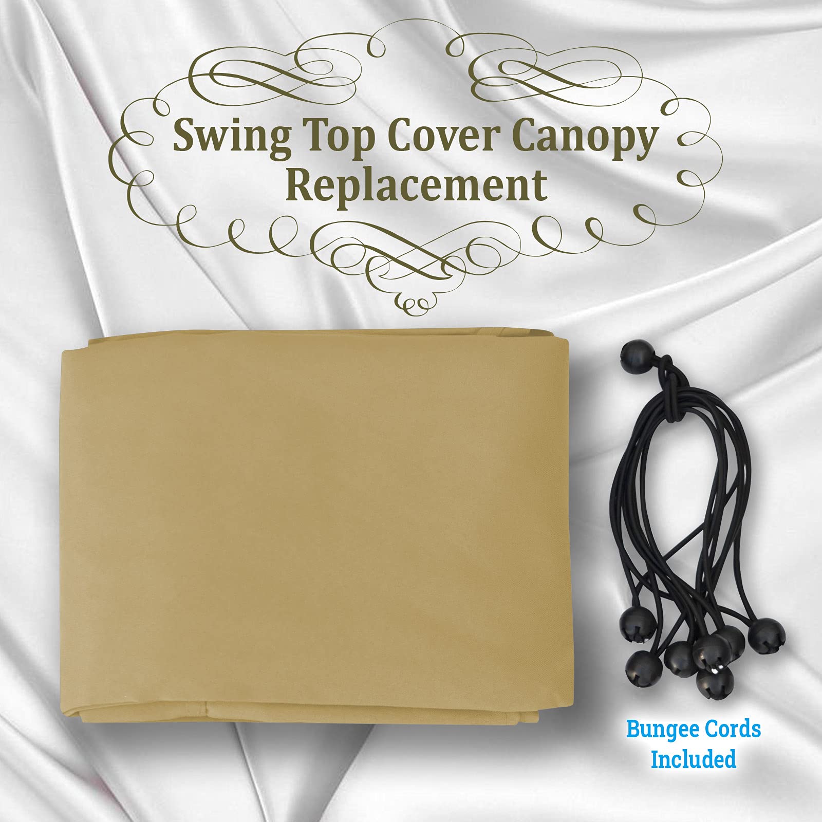 BenefitUSA Canopy Only Patio Outdoor 76"x51" Seat Furniture Swing Canopy Porch Top Replacement Cover with Bungee Cords (Beige)