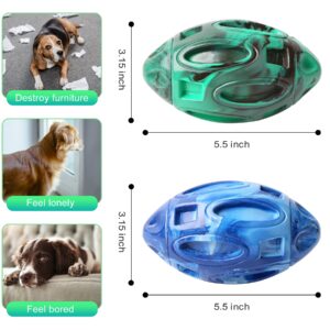 2 Pack Squeaky Dog Toys for Aggressive Chewers Large Medium Small Puppy Interactive Dog Chew Toy Durable Rubber Indestructible Tough Ball (Blue Green)