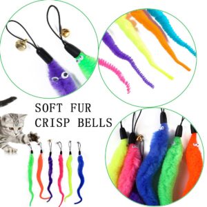 24 PCS Cat Worm Toy Refills Cat Wand Toy Replacement Interactive Cat Wand Toy Accessories Cat Feather Worm Teaser Refills Attachment for Cat Fishing Pole Toy Worm Cat Toy Teaser for Indoor Cats Kitten