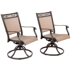 casual world patio sling dining chairs set of 2, outdoor furniture swivel rocker chairs with all-weather aluminum frame for bistro garden backyard balcony