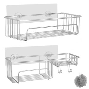 cosyland 2-pack sus304 stainless stee1 adhesive shower caddy hanging basket shelf, rustproof bathroom shower racks bathroom organizer in shower (chrome)