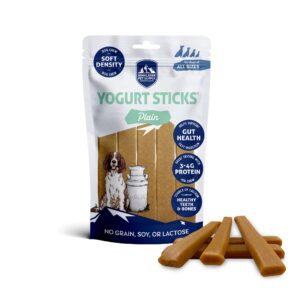 yogurt sticks | prebiotic & probiotics | protein rich - lactose free - gluten free - corn free - grain free | usa made | for all breeds | 5 pieces of droolicious yogurt sticks | yogurt flavor