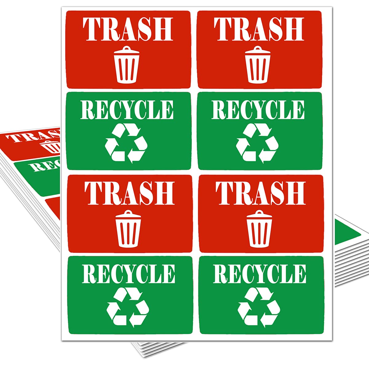 Trash Disposal Labels Self Adhesive Stickers, 2 x 3 Inch Recycle Sticker for Trash Can - Perfect Bin Labels, Ideal Signs for use on Home or Office Refuse Bins (256 Labels)