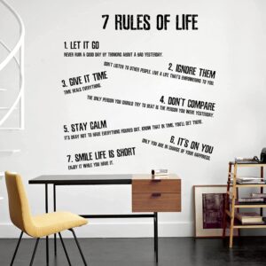 Inspirational Wall Decals Quotes Large Removable Motivational Vinyl Wall Quotes Stickers 7 Rules of Life Positive Word Sayings Spiritual Wall Decor for Office Living Room Classroom Bathroom