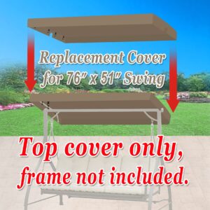 Strong Camel 76" x 51" Replacement Canopy Top Cover for Swing Seat 3 Seater Sizes Garden Hammock Porch Patio with Ball Bungees