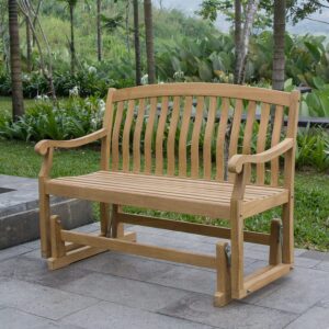 Cambridge Casual Superior Indonesian Arie Outdoor Glider Bench, OneSize, Natural Teak