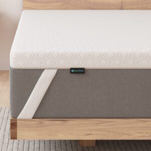 flexpedic flex fresh slow rebound 2 inch cooling gel and charcoal infused memory foam mattress topper with removable cover, twin size