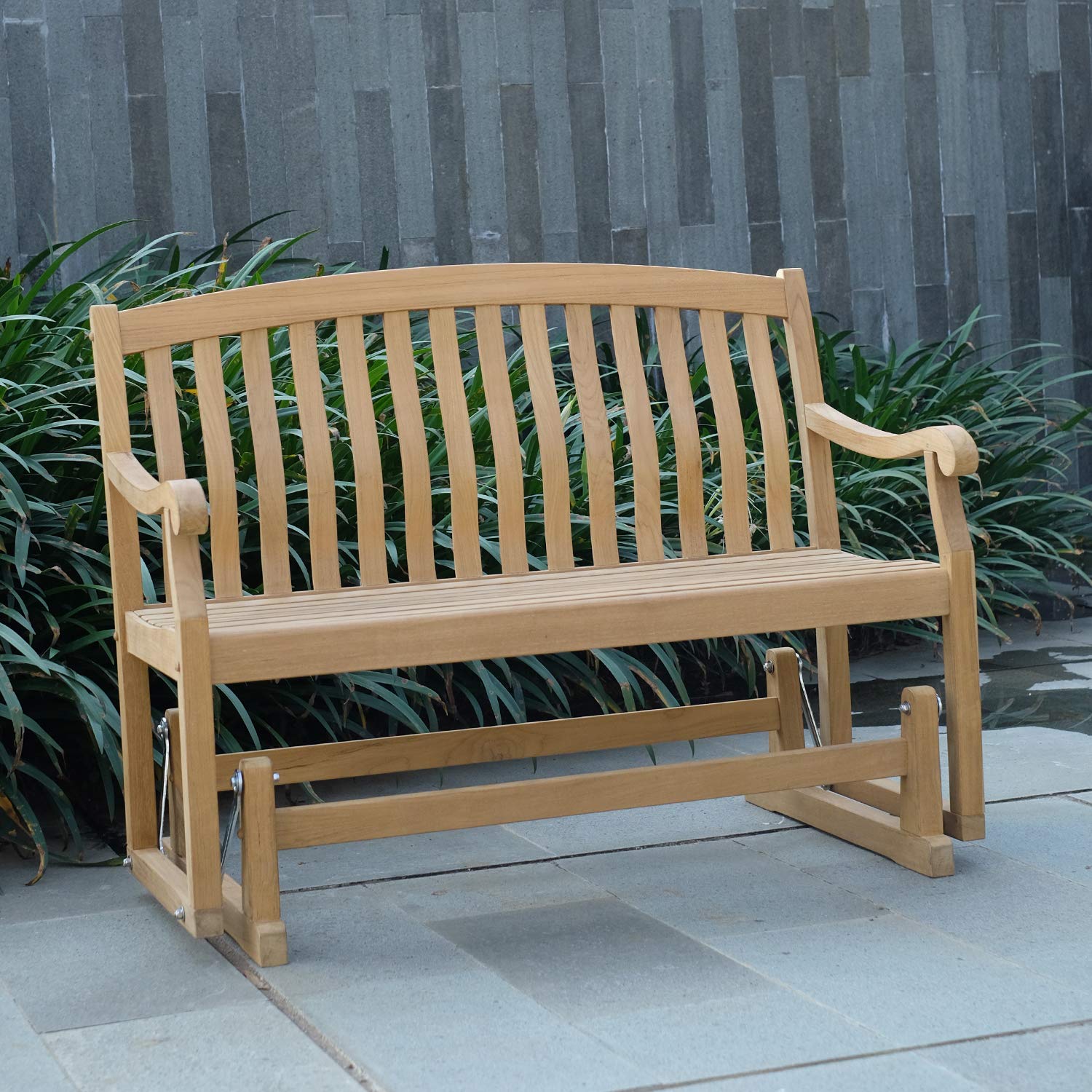 Cambridge Casual Superior Indonesian Arie Outdoor Glider Bench, OneSize, Natural Teak