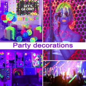 BR30 UV Black Light Bulbs 2 Pack for Glow Party -15W (100w Equivalent) E26 UVA 385-410 nm, Big LED Blacklight Flood Light Bulb for Room, Body Paints, Fluorescent Poster, Halloween, Blacklight Party