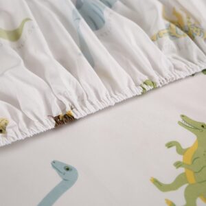 MAG Dinosaur Themed Full Size Bed Sheet Set, 3Pcs, Soft Microfiber, Colorful Dinosaurs, for Kids, Teens and Dinosaur Lovers, Includes Fitted Sheet (75”*54”*15”) and 2 Standard Pillowcases (20”*30”)