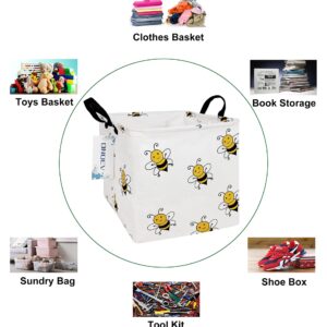 ONOEV Square Folding Laundry Basket, Canvas Basket,Nersury Hamper,Suitable for Children,Office,Bedroom,Clothes,Toys Storage（Bee