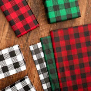 Whaline 120 Sheets Christmas Tissue Paper Buffalo Plaid Wrapping Paper Red Green White Black Gift Wrapping Paper Rustic Art Paper Crafts for Home DIY Gift Bags New Year Decor, 14 x 20inch