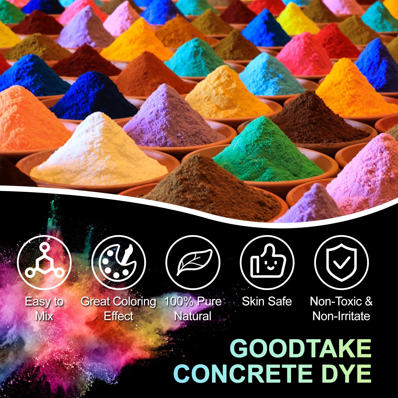 GOODTAKE Concrete Pigment, Wine Red Iron Oxide Pigment Powder, Cement Pigment for Pastel, Tile, Paint, Mortar, Grout, Concrete Color Pigment Dye (Wine Red, 4 oz)