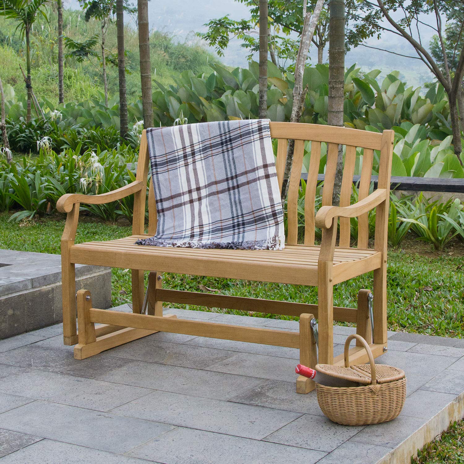 Cambridge Casual Superior Indonesian Arie Outdoor Glider Bench, OneSize, Natural Teak