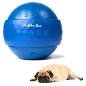 petmedics calming pet soothing sound noise machine - dog & cat anxiety relief - 3 calming sounds - ac/wall powered - for separation anxiety, thunderstorms & fireworks stress relief - powered by ihome