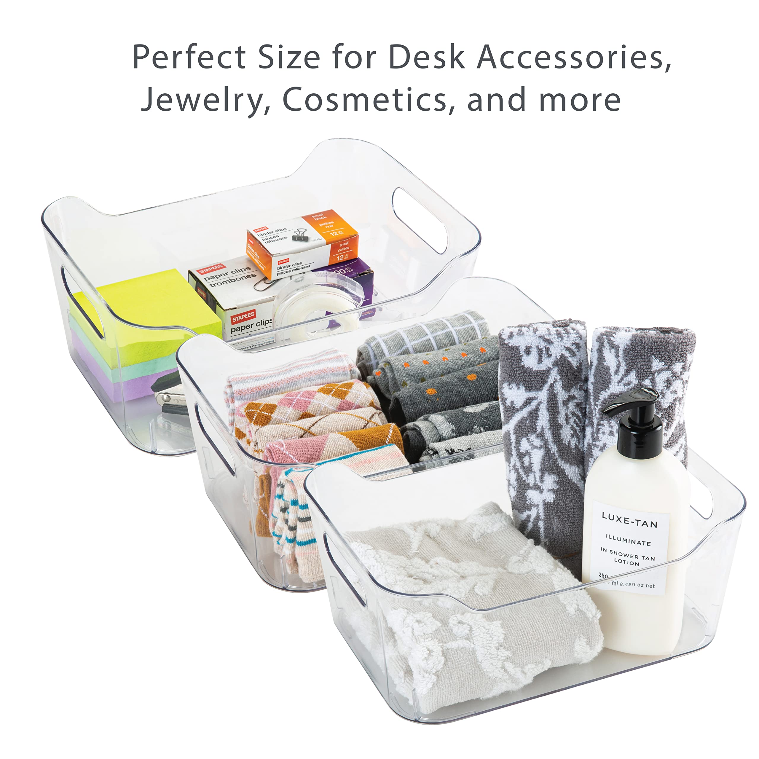 Simplify 2 Pack Medium, Super Clear Storage Tote Bin